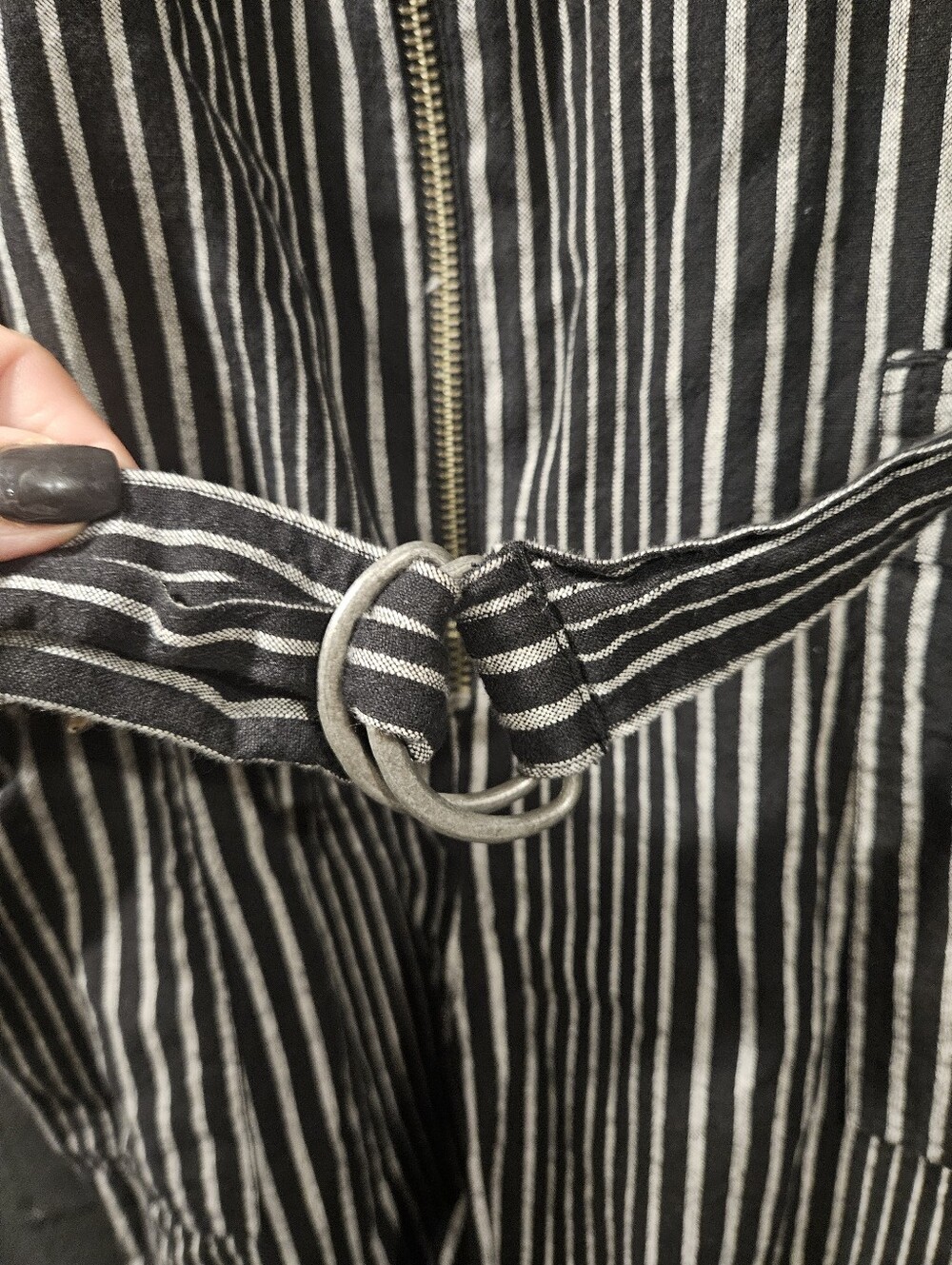 Billabong Striped Crop Jumpsuit Black White Medium M - Picture 8 of 10